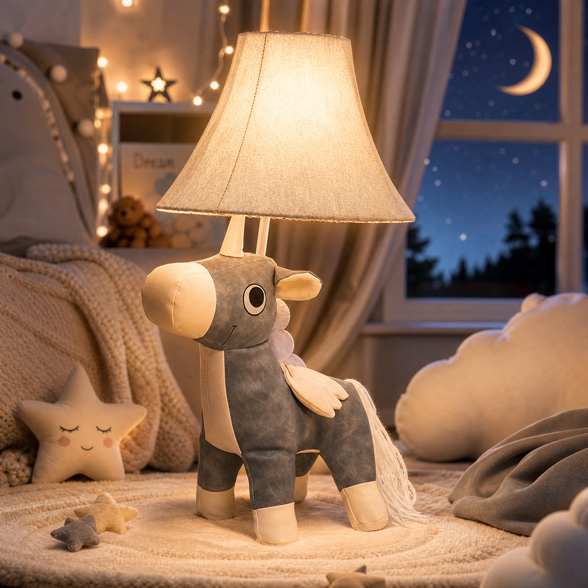 Children's table lamp Gray unicorn with wings DS-080 1 Children's table lamp Gray unicorn with wings DS-080