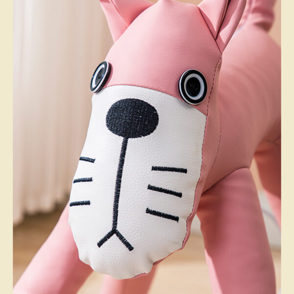 Pink kids' fun lamp Kitten Pinkie DS -066 with a white snout and black embroidered whiskers